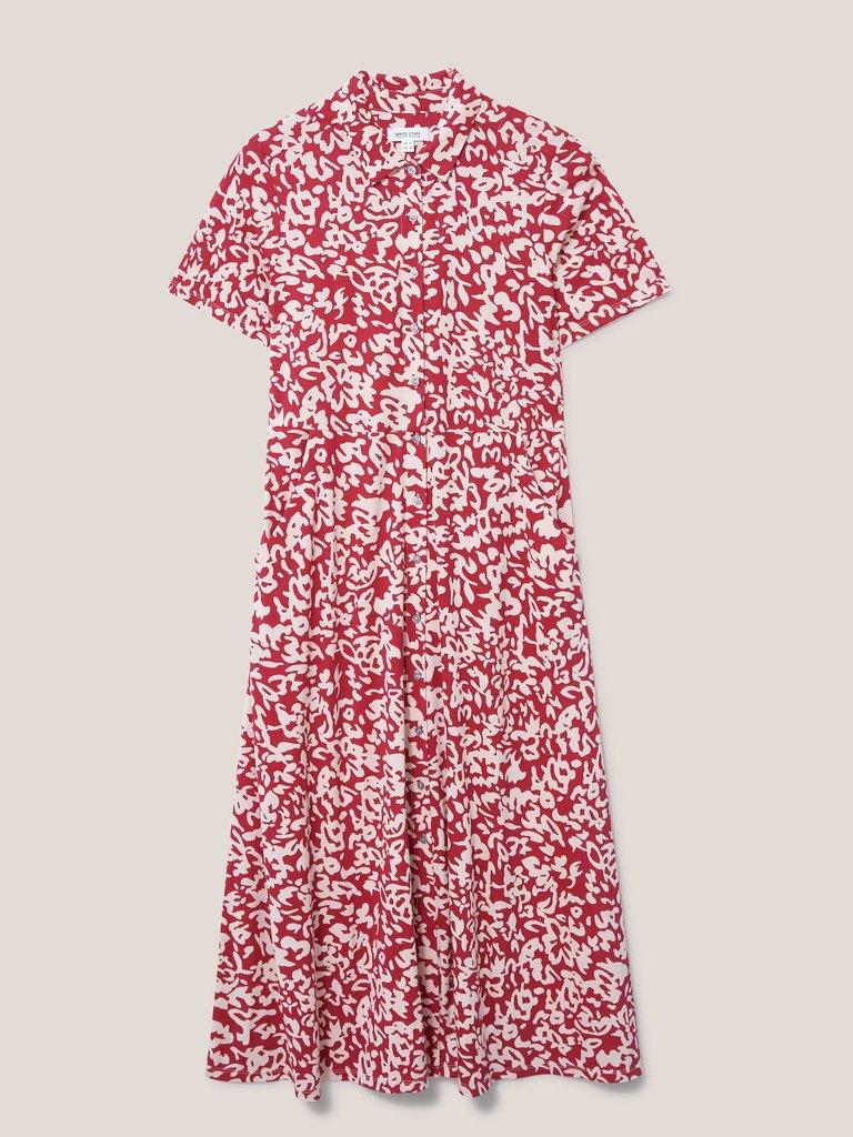Rua Jersey Short Sleeve Shirt Dress in RED MLT - FLAT FRONT