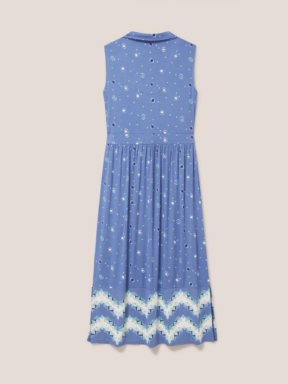 Zoe Eco Vero Jersey Dress in BLUE MLT - FLAT BACK