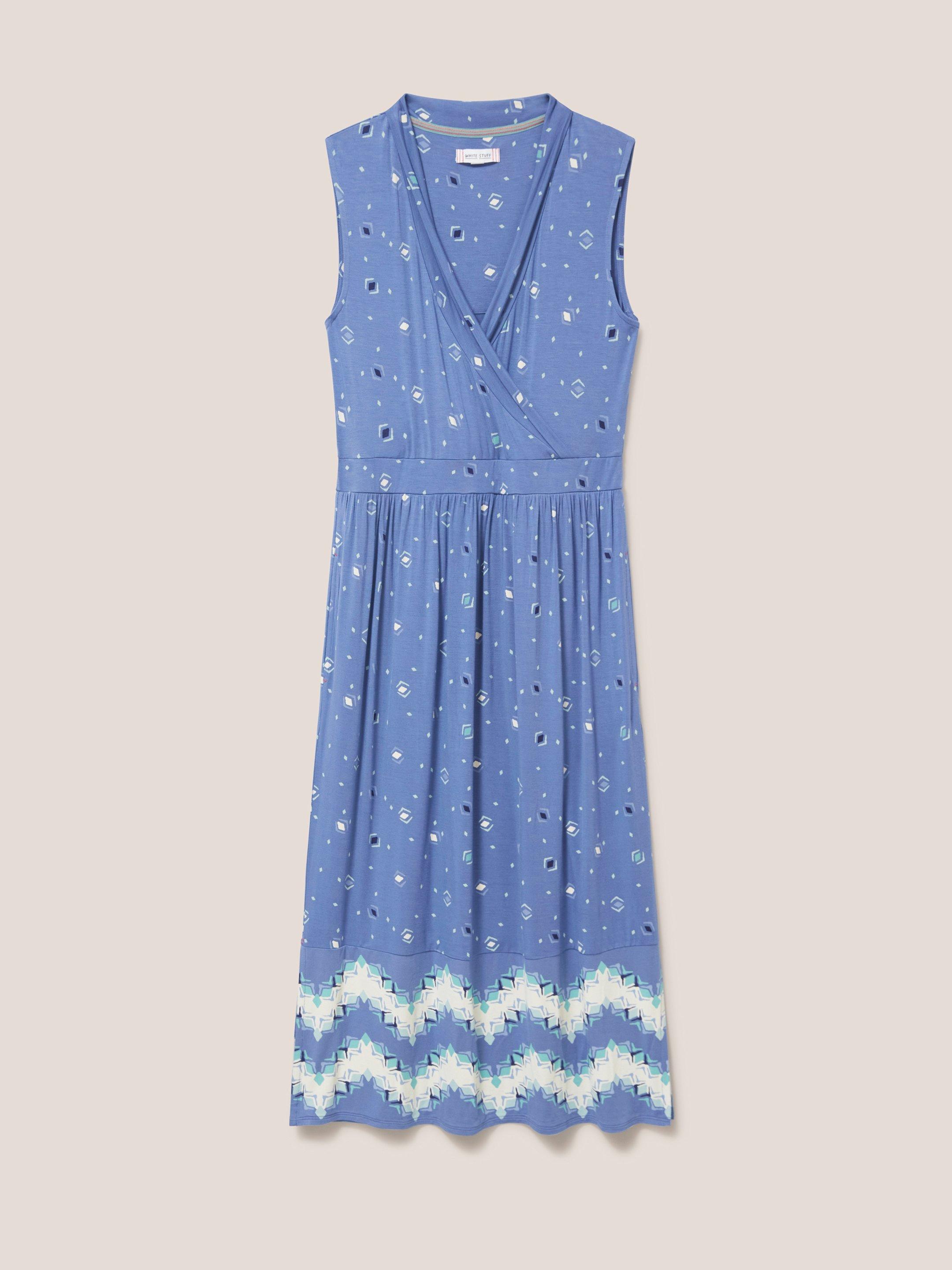 Zoe Eco Vero Jersey Dress in BLUE MLT - FLAT FRONT