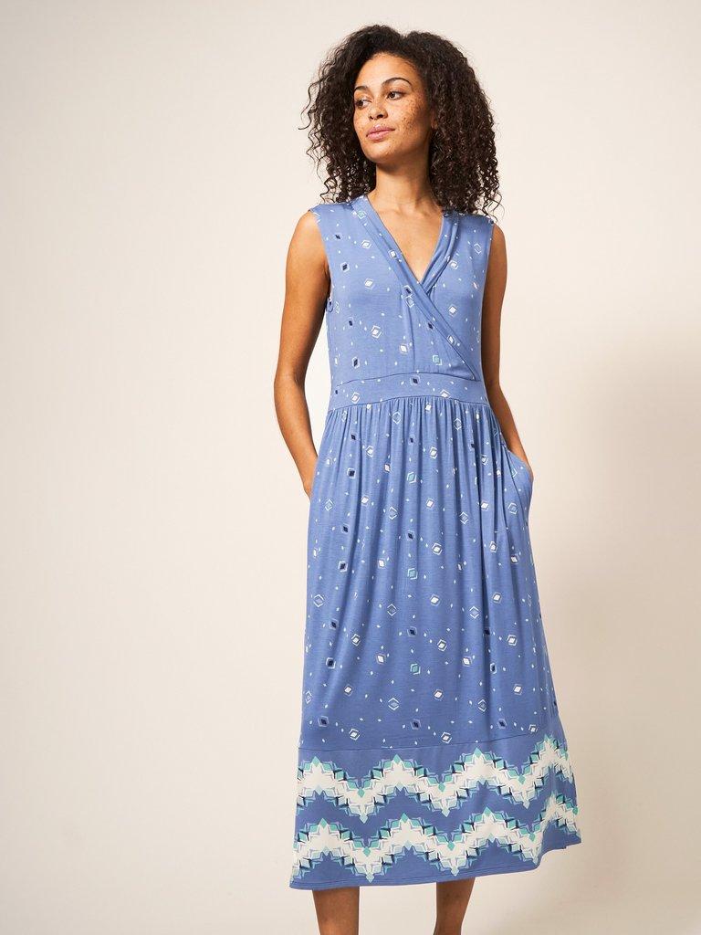 Zoe Eco Vero Jersey Dress in BLUE MLT - LIFESTYLE