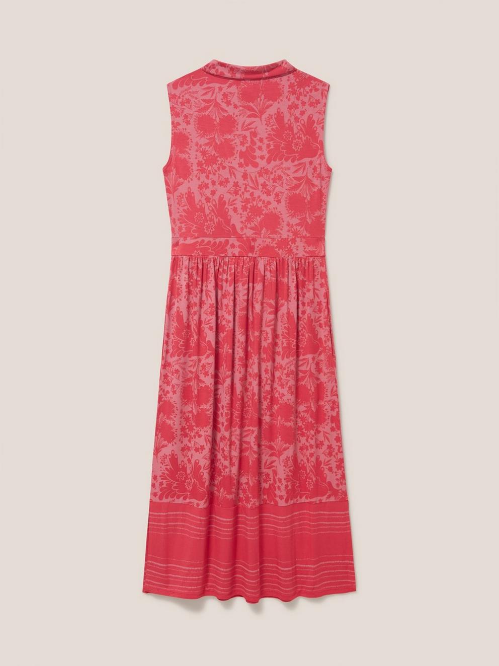 Zoe Eco Vero Jersey Dress in RED MLT - FLAT BACK