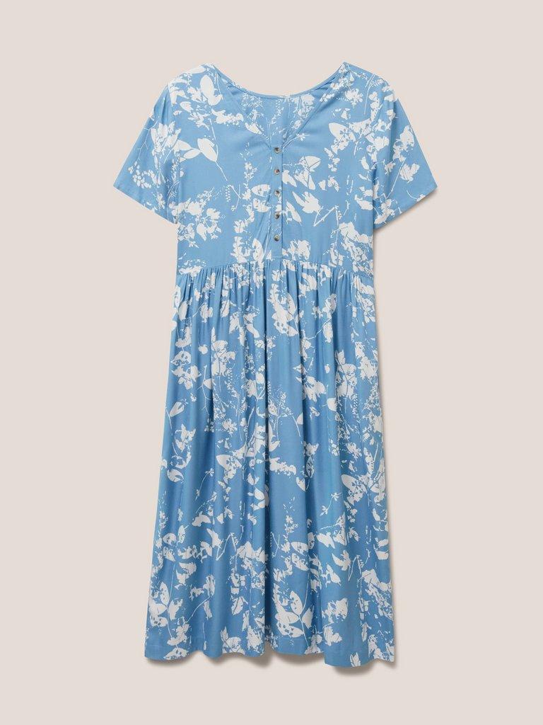 Elisa Eco Vero Midi Dress in BLUE MLT - FLAT BACK