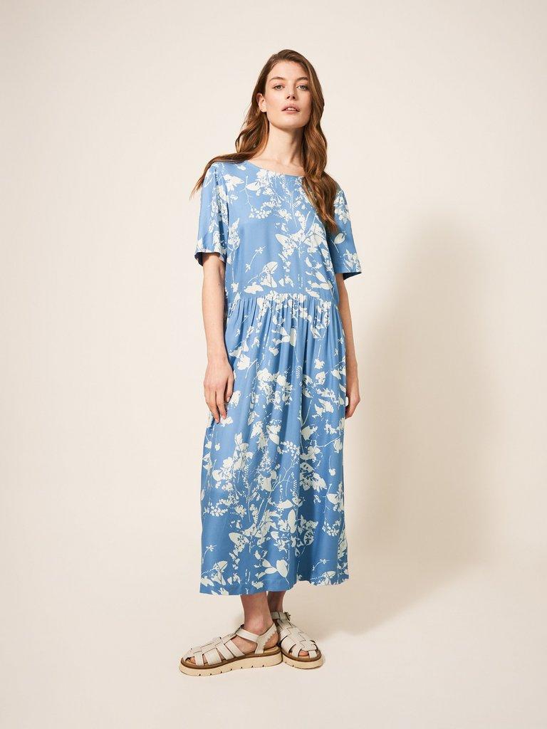 Elisa Eco Vero Midi Dress in BLUE MULTI | White Stuff