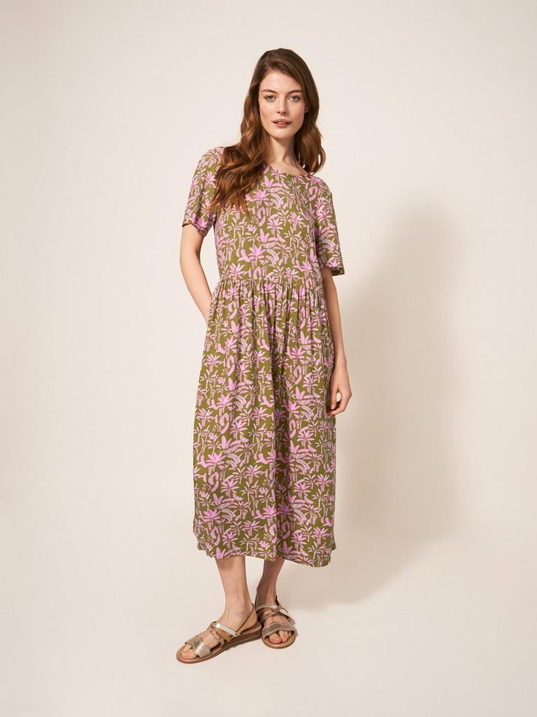 Elisa Eco Vero Midi Dress in PINK MLT - LIFESTYLE