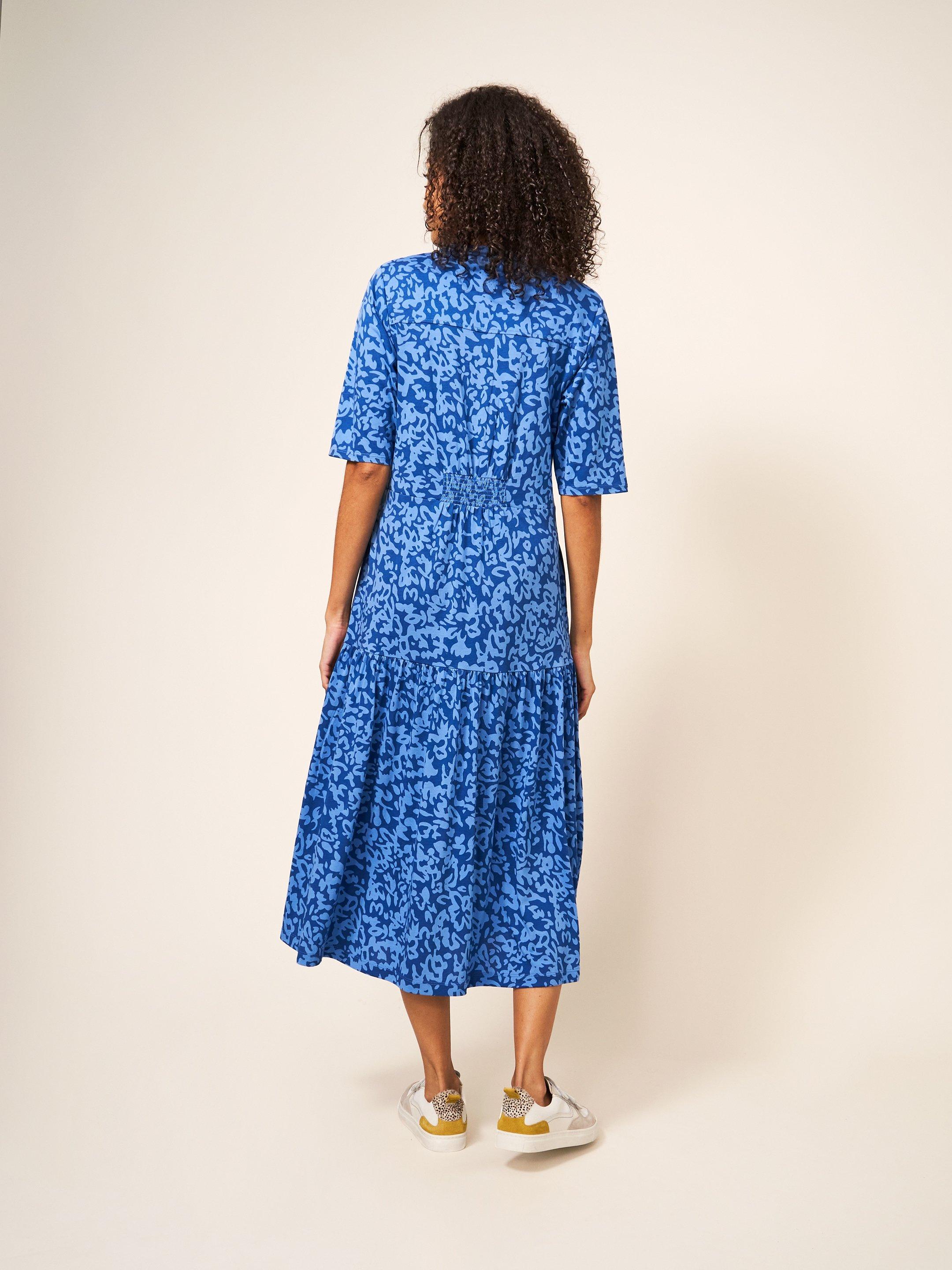 Sabina Jersey Dress in BLUE MLT - MODEL BACK