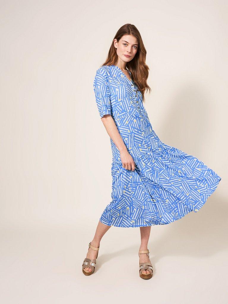 Sabina Jersey Dress in BLUE PRINT | White Stuff