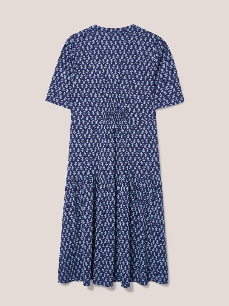 Sabina Jersey Dress in NAVY MULTI - FLAT BACK