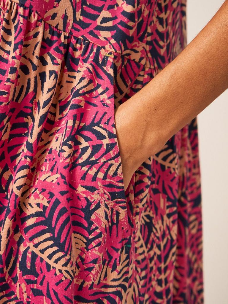 Everly Collared Jersey Shirt Dress in PINK MLT - MODEL DETAIL