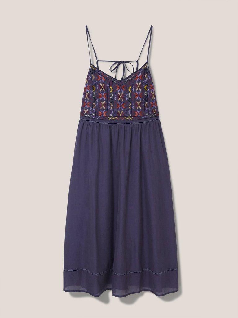 Colette Embroidered Midi Dress in PURPLE MLT - FLAT FRONT