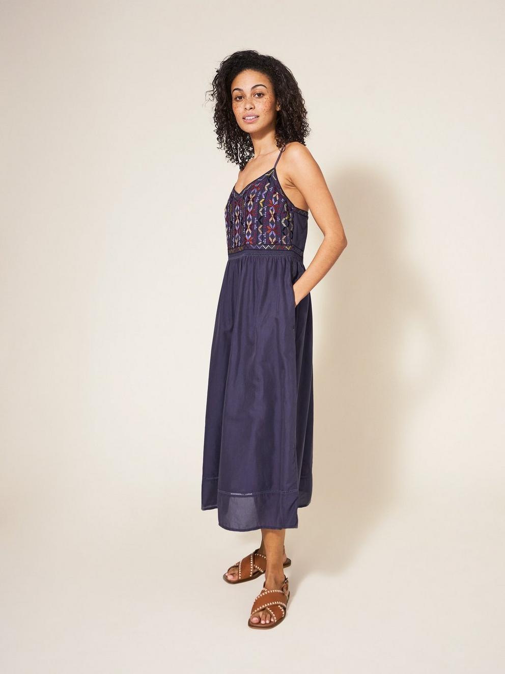 Colette Embroidered Midi Dress in PURPLE MLT - LIFESTYLE