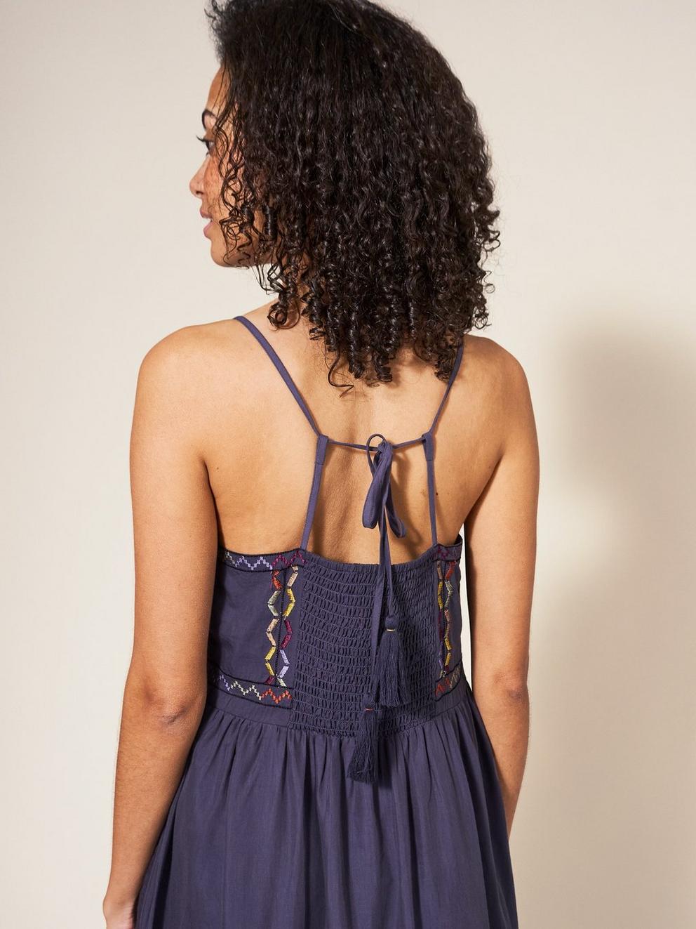 Colette Embroidered Midi Dress in PURPLE MLT - MODEL DETAIL