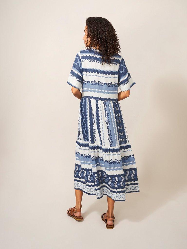 Pip Midi Dress in BLUE MLT - MODEL BACK