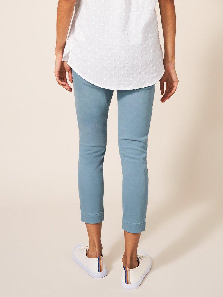 Janey Cropped Jegging in MID TEAL - MODEL BACK