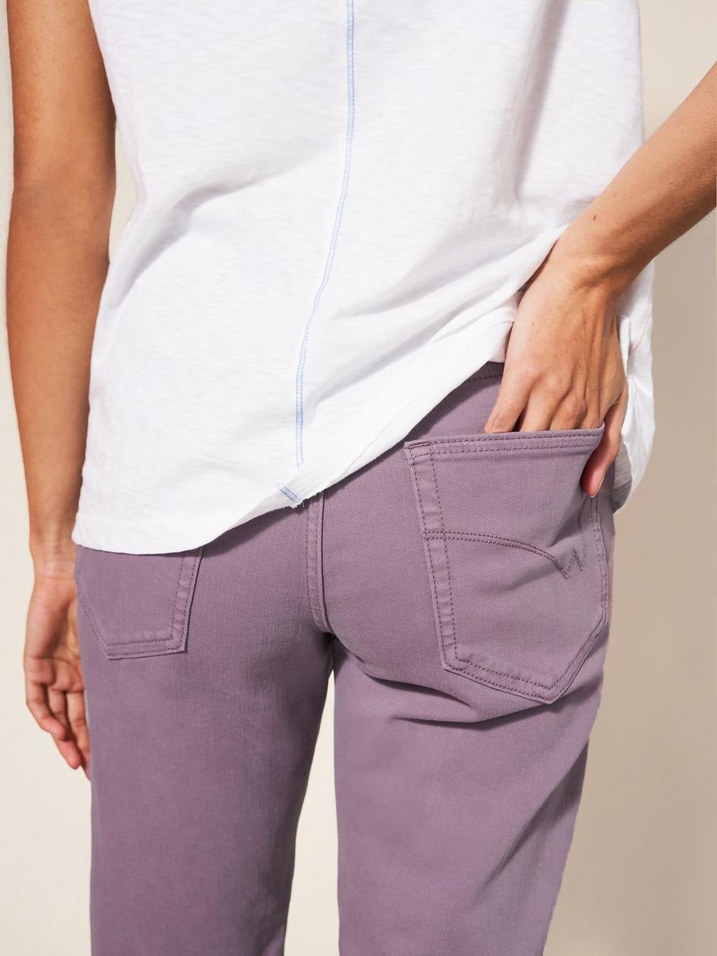 Blake Straight Crop Jeans in DUS PURPLE - MODEL DETAIL