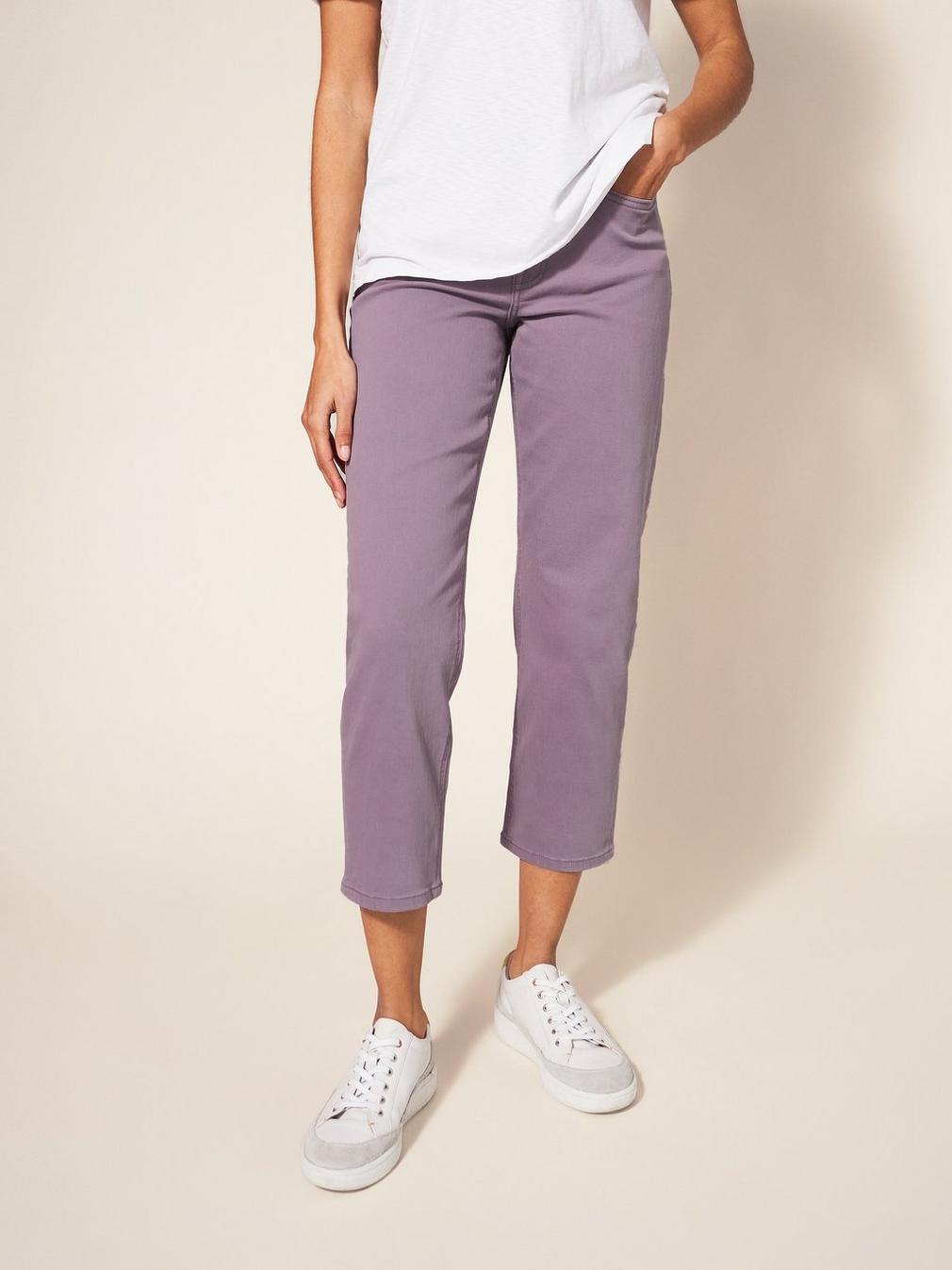 Blake Straight Crop Jeans in DUS PURPLE - MODEL FRONT