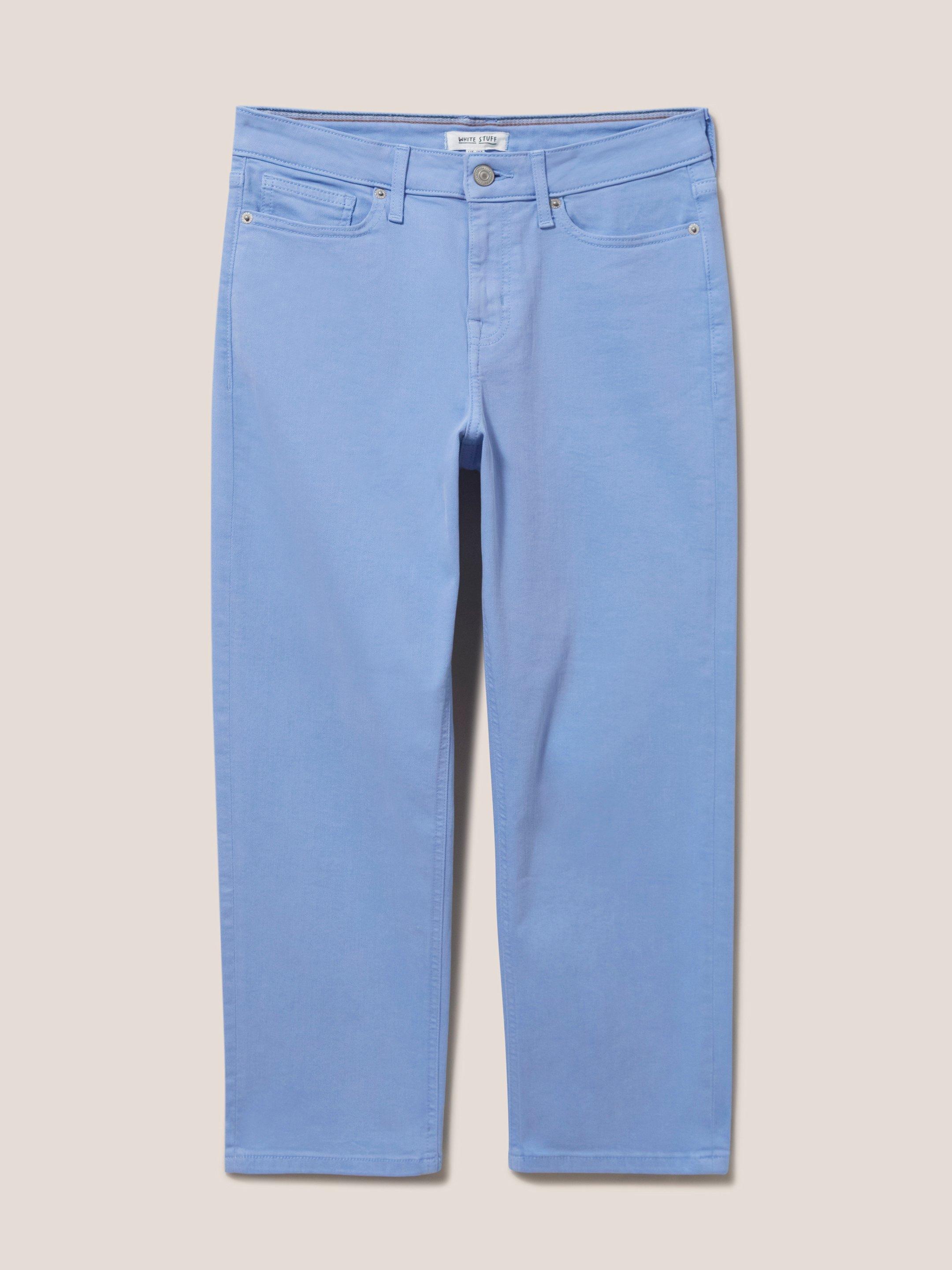 Blake Straight Crop Jeans in MID BLUE - FLAT FRONT