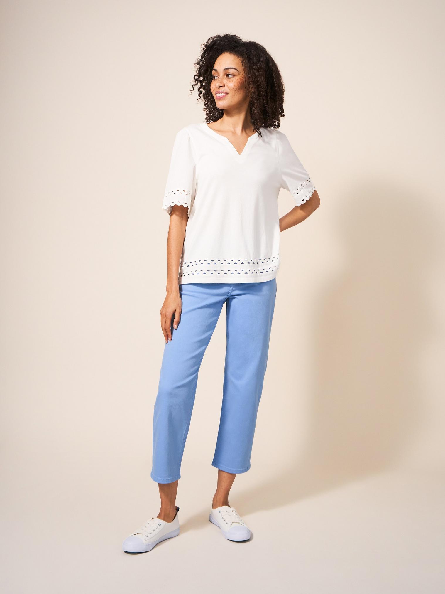 Blake Straight Crop Jeans in MID BLUE - LIFESTYLE