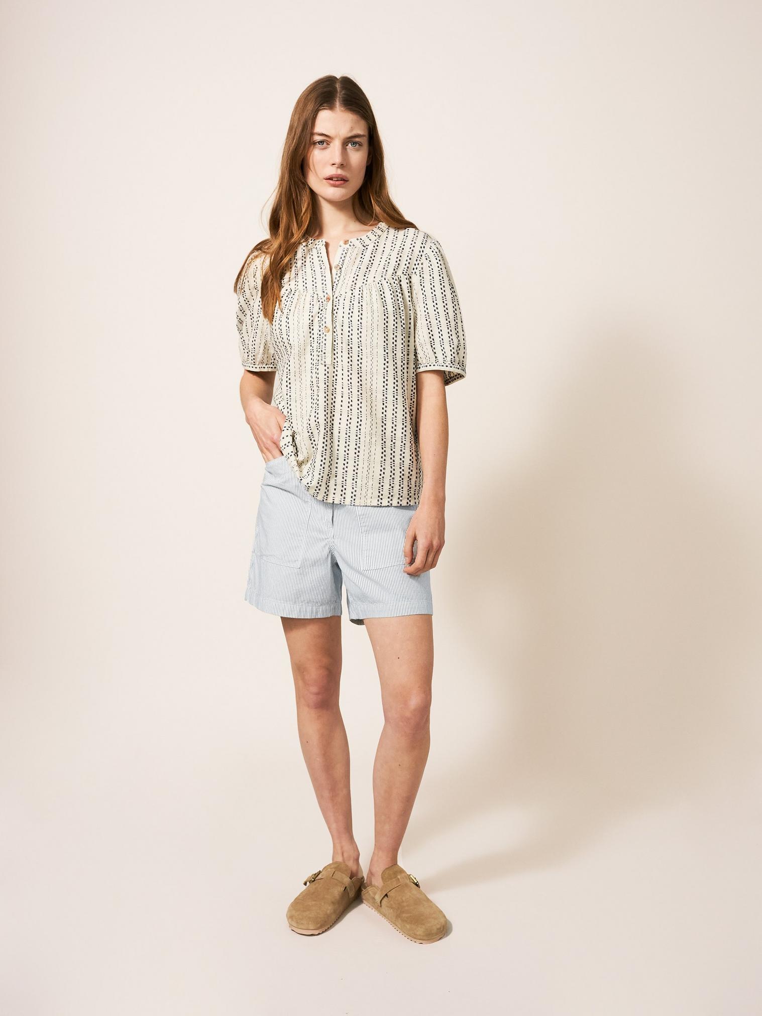 Tessa Chino Shorts in IVORY MLT - MODEL FRONT