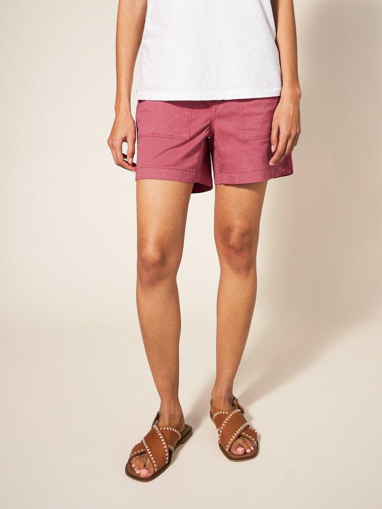 Tessa Chino Shorts in MID PINK - MODEL FRONT