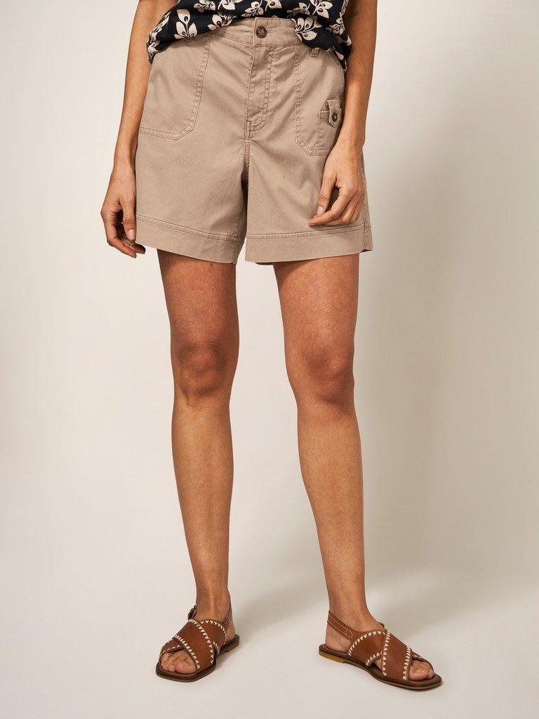 Mollie Combat Shorts in DK NAT - MODEL FRONT