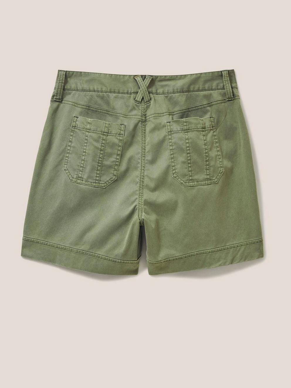 Mollie Combat Shorts in KHAKI GRN - FLAT BACK