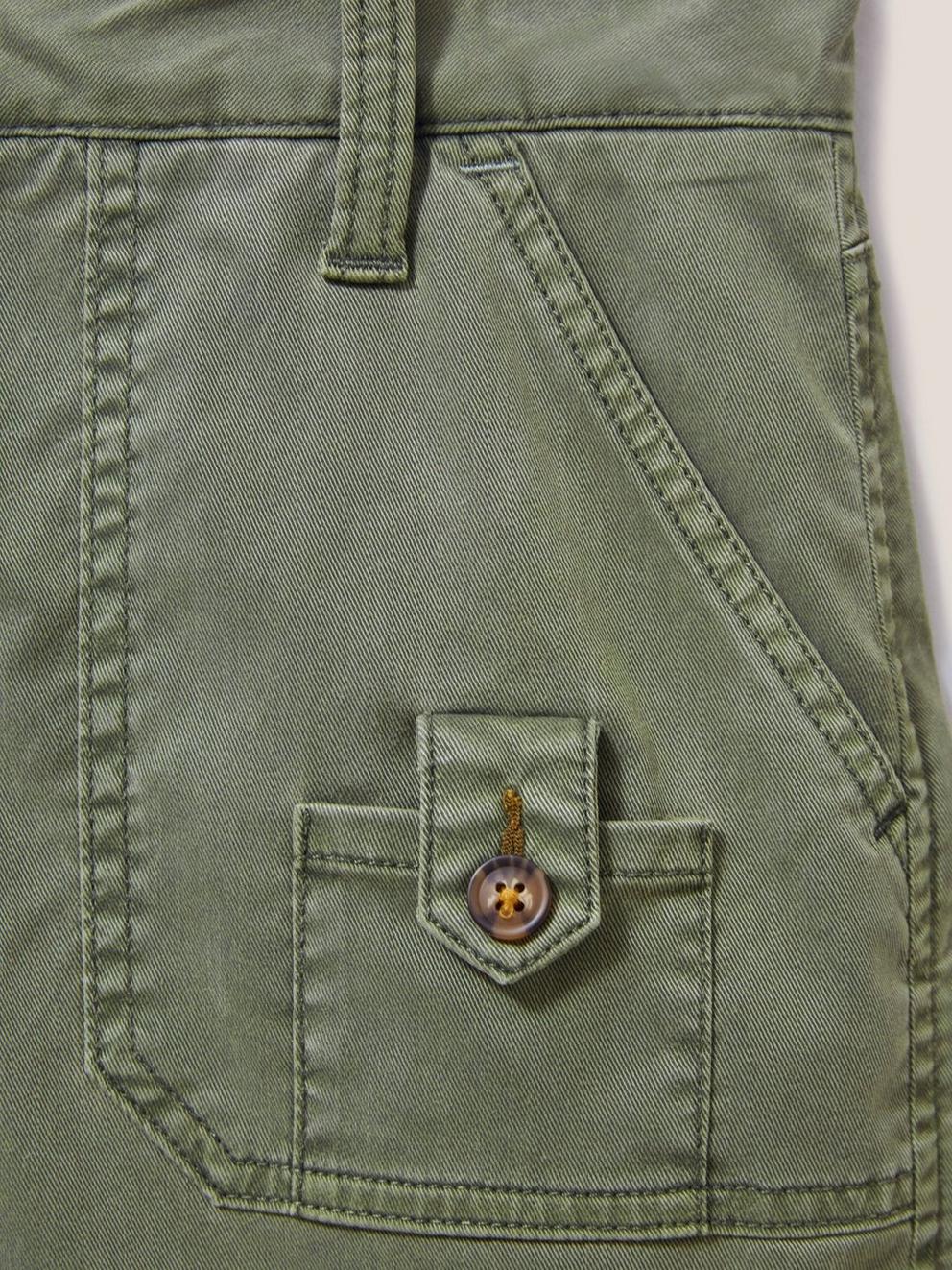 Mollie Combat Shorts in KHAKI GRN - FLAT DETAIL