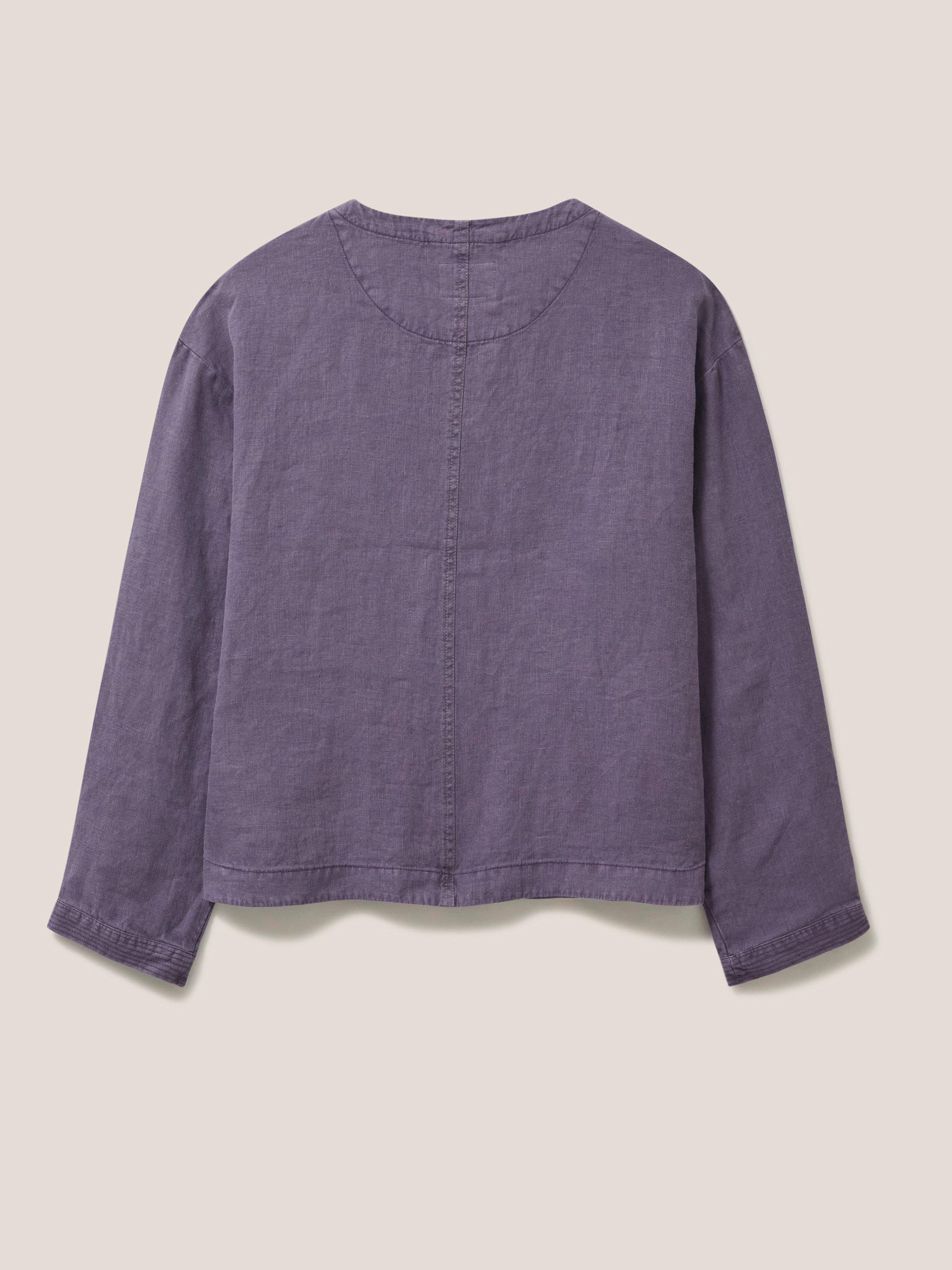 Tabby Linen Jacket in DUS PURPLE - FLAT BACK