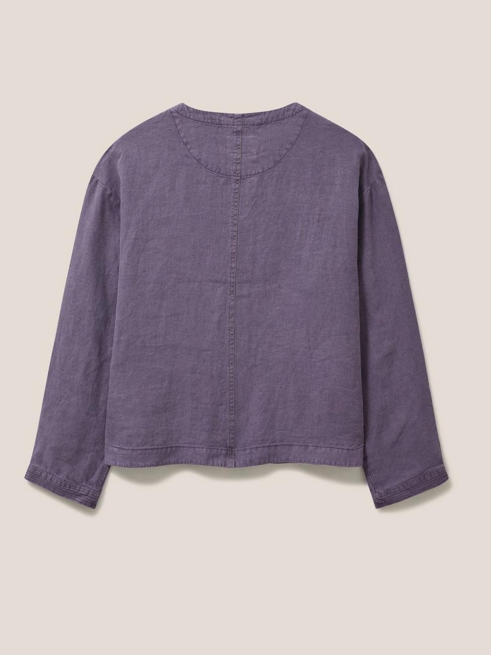 Tabby Linen Jacket in DUS PURPLE - FLAT BACK