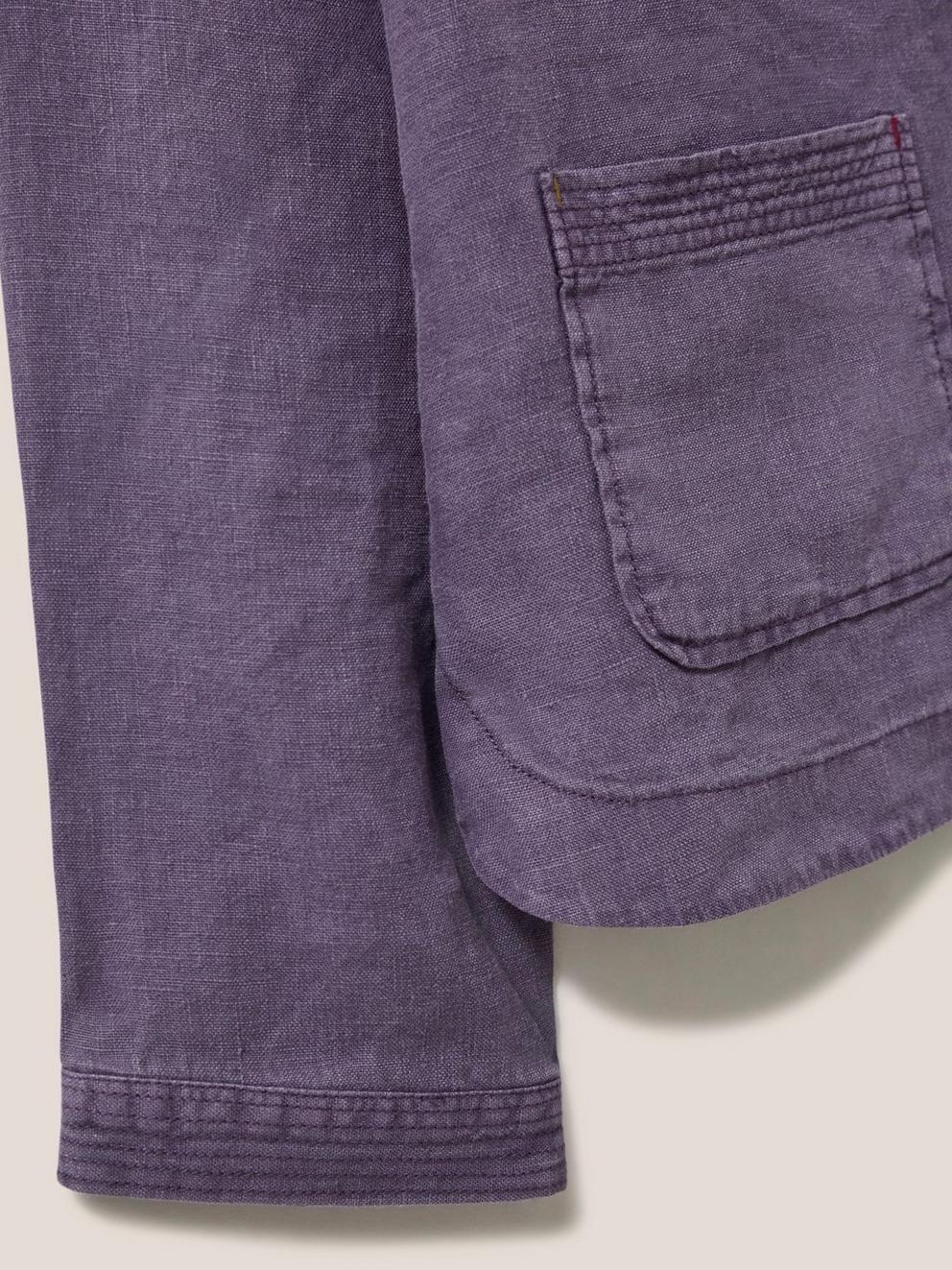 Tabby Linen Jacket in DUS PURPLE - FLAT DETAIL