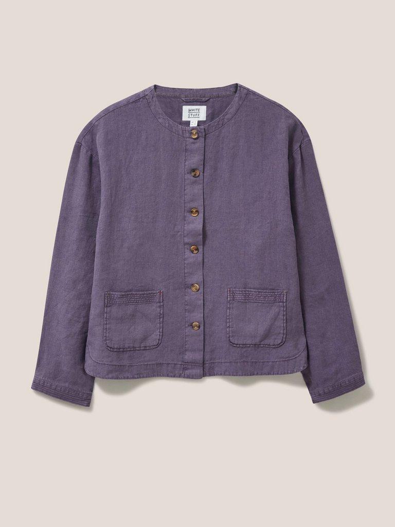 Tabby Linen Jacket in DUS PURPLE - FLAT FRONT
