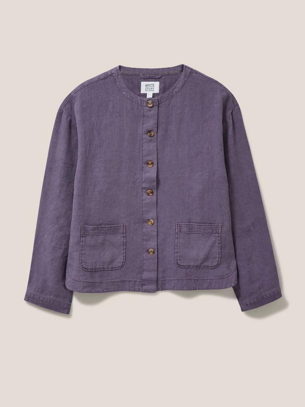 Tabby Linen Jacket in DUS PURPLE - FLAT FRONT