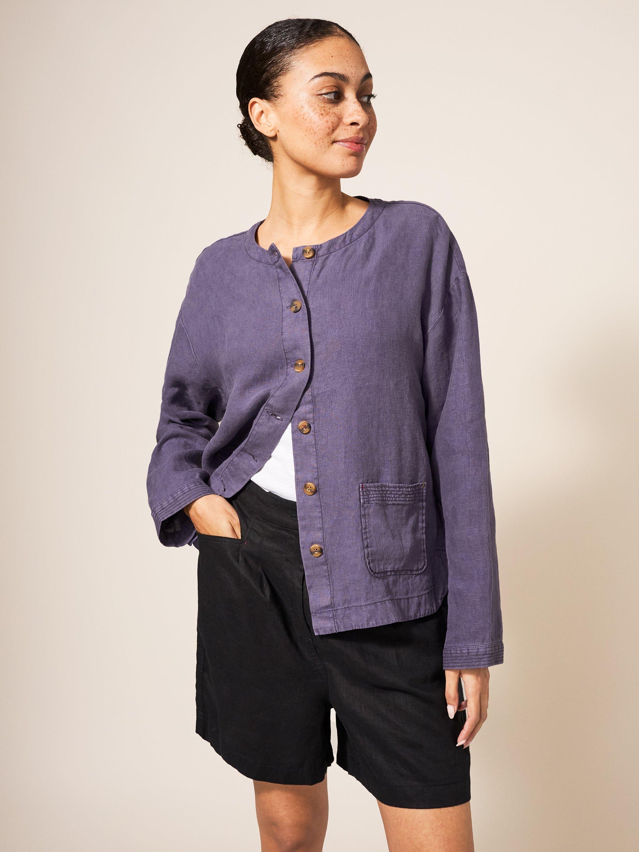Tabby Linen Jacket in DUS PURPLE - LIFESTYLE