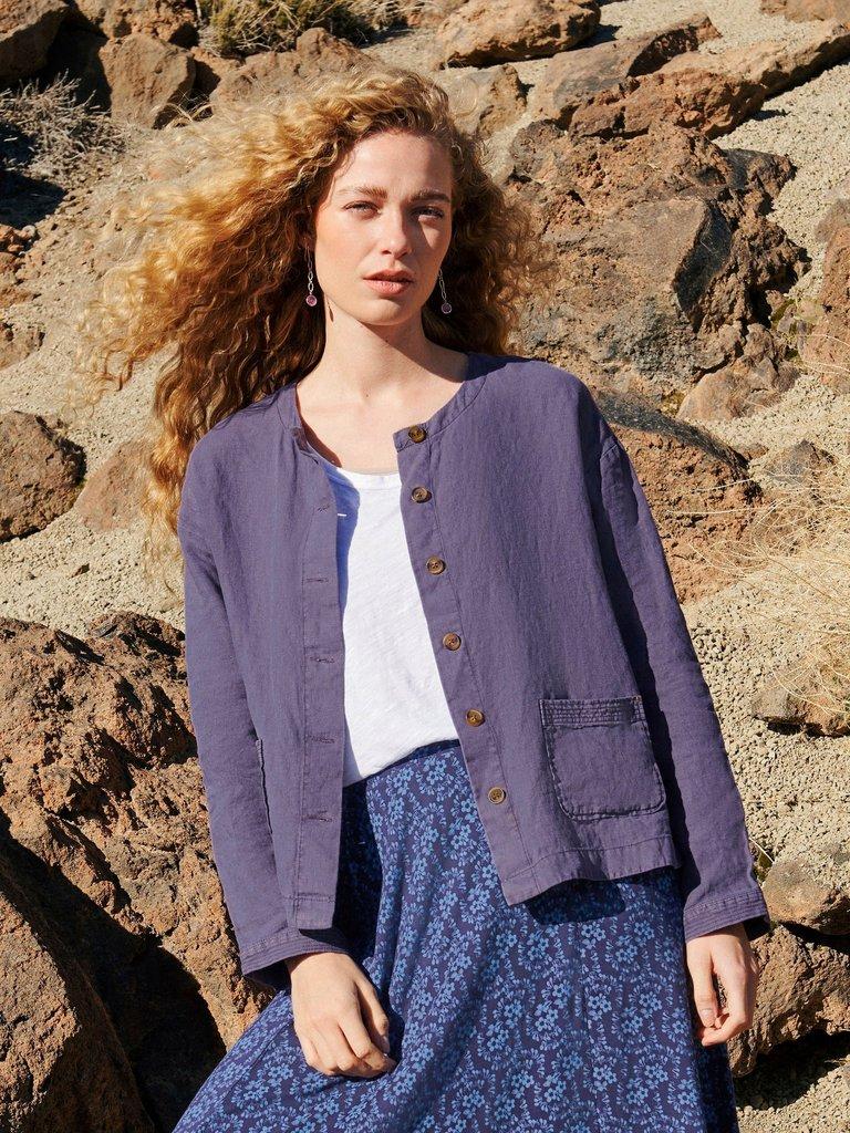 Tabby Linen Jacket in DUSTY PURPLE | White Stuff