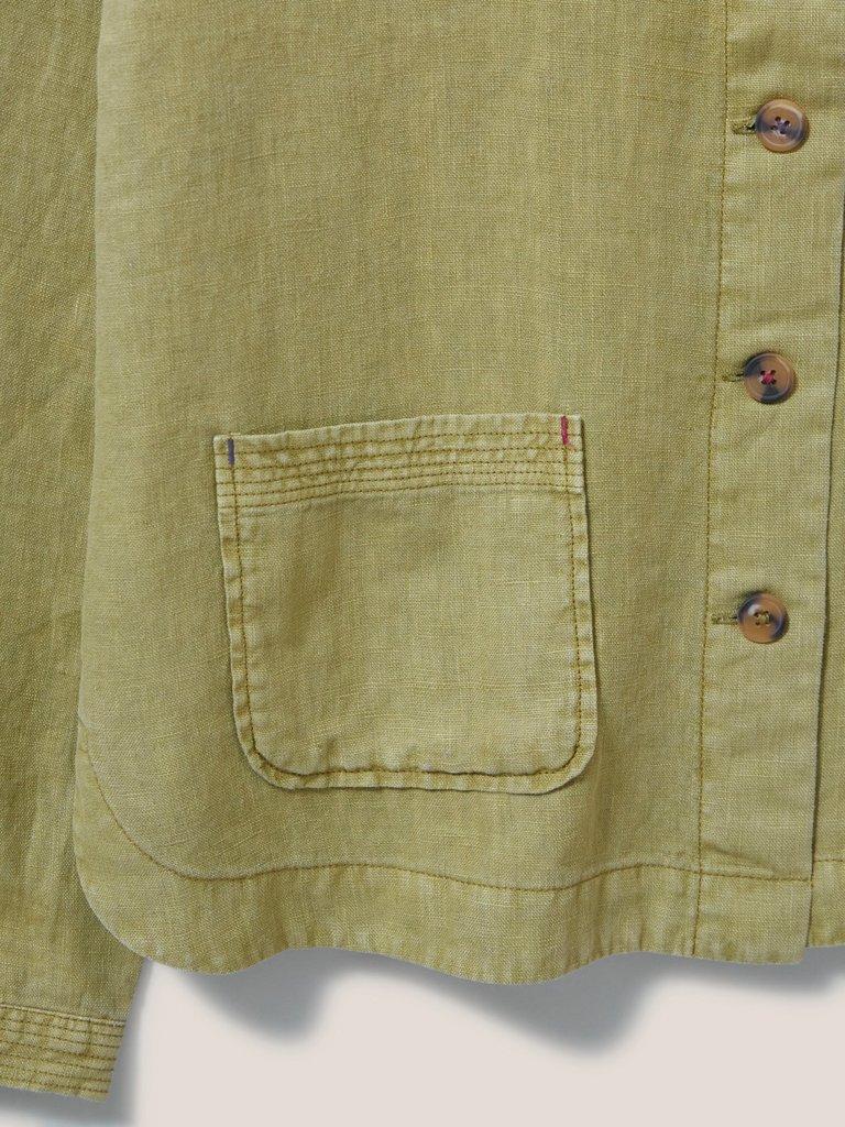 Tabby Linen Jacket in MID GREEN - FLAT DETAIL