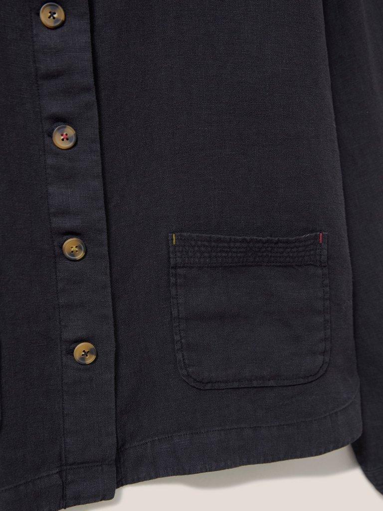 Tabby Linen Jacket in PURE BLK - FLAT DETAIL