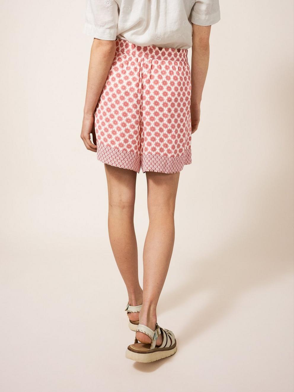 Matilda Crinkle Shorts in RED MLT - MODEL BACK