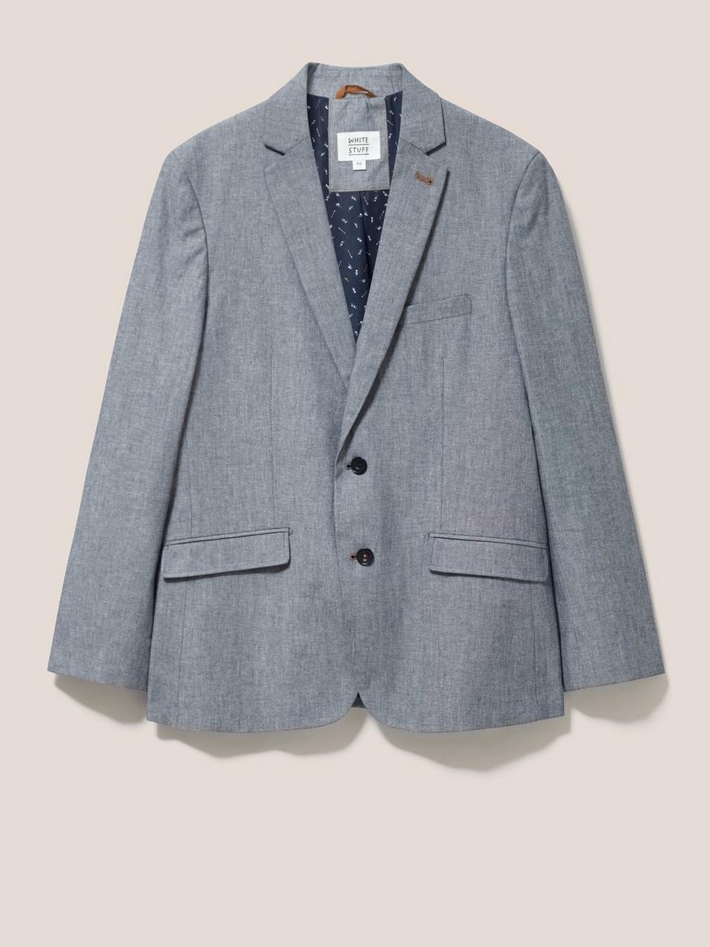 Heath Chambray Blazer in CHAMB BLUE - FLAT FRONT