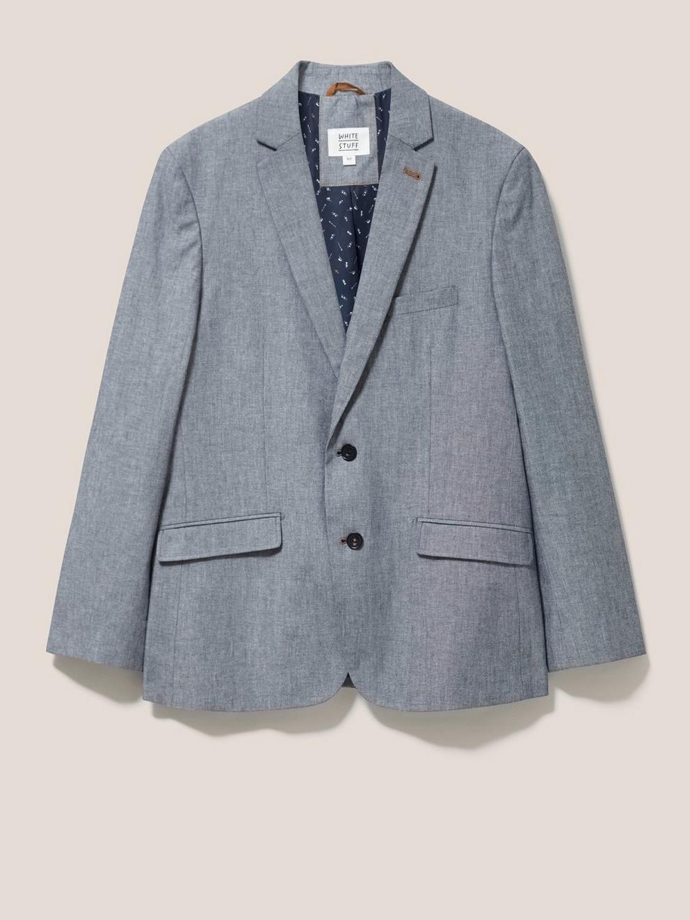 Heath Chambray Blazer in CHAMB BLUE - FLAT FRONT