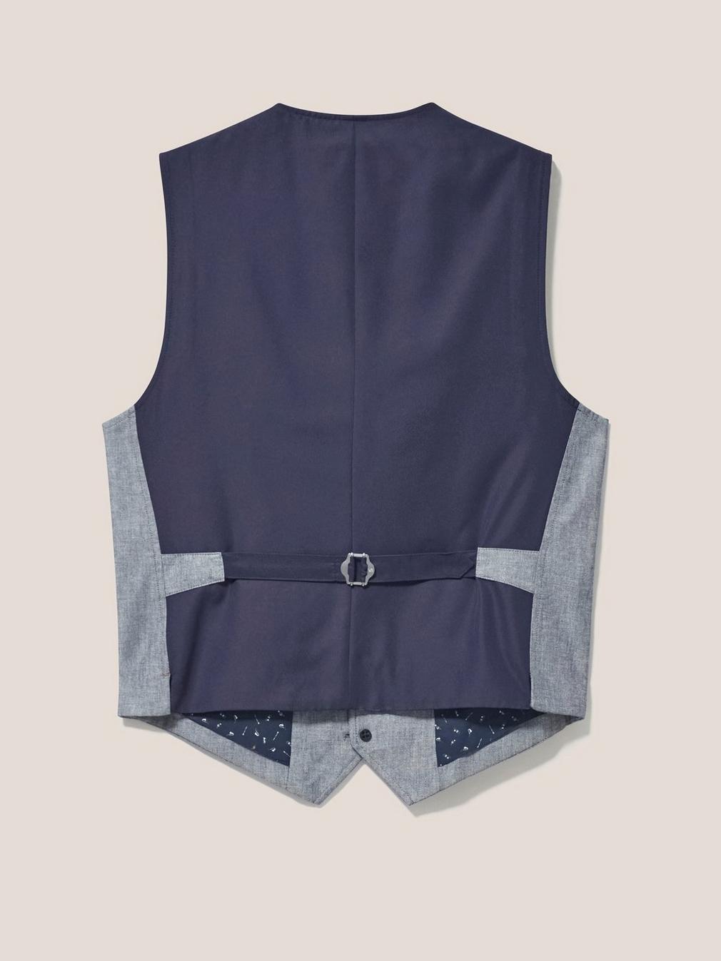 Heath Chambray Waistcoat in CHAMB BLUE - FLAT BACK