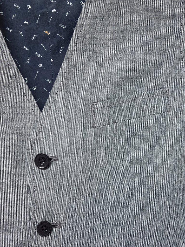 Heath Chambray Waistcoat in CHAMB BLUE - FLAT DETAIL