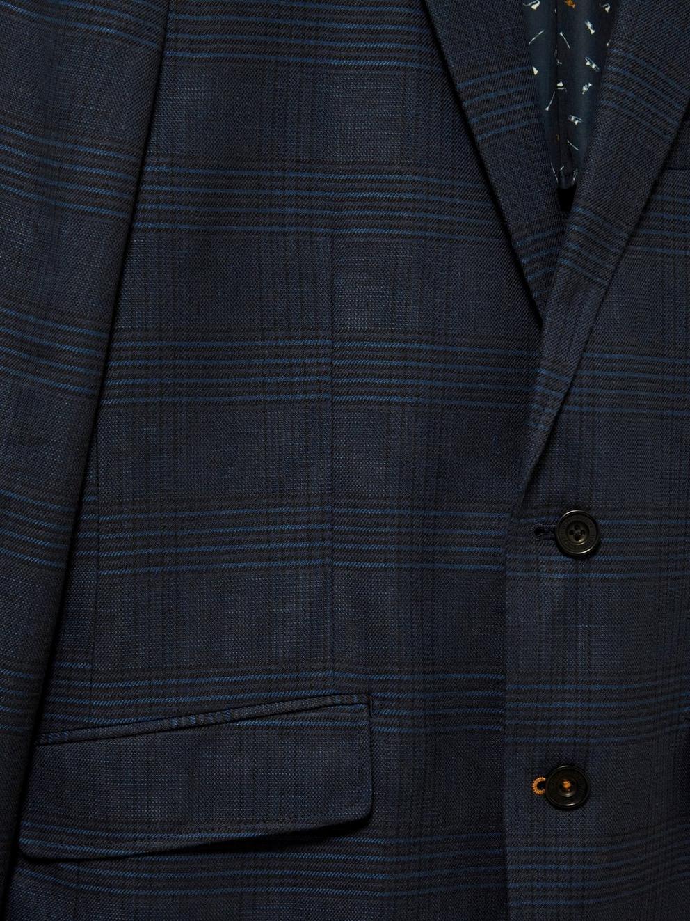 Harrison Check Blazer in DEEP BLUE - FLAT DETAIL