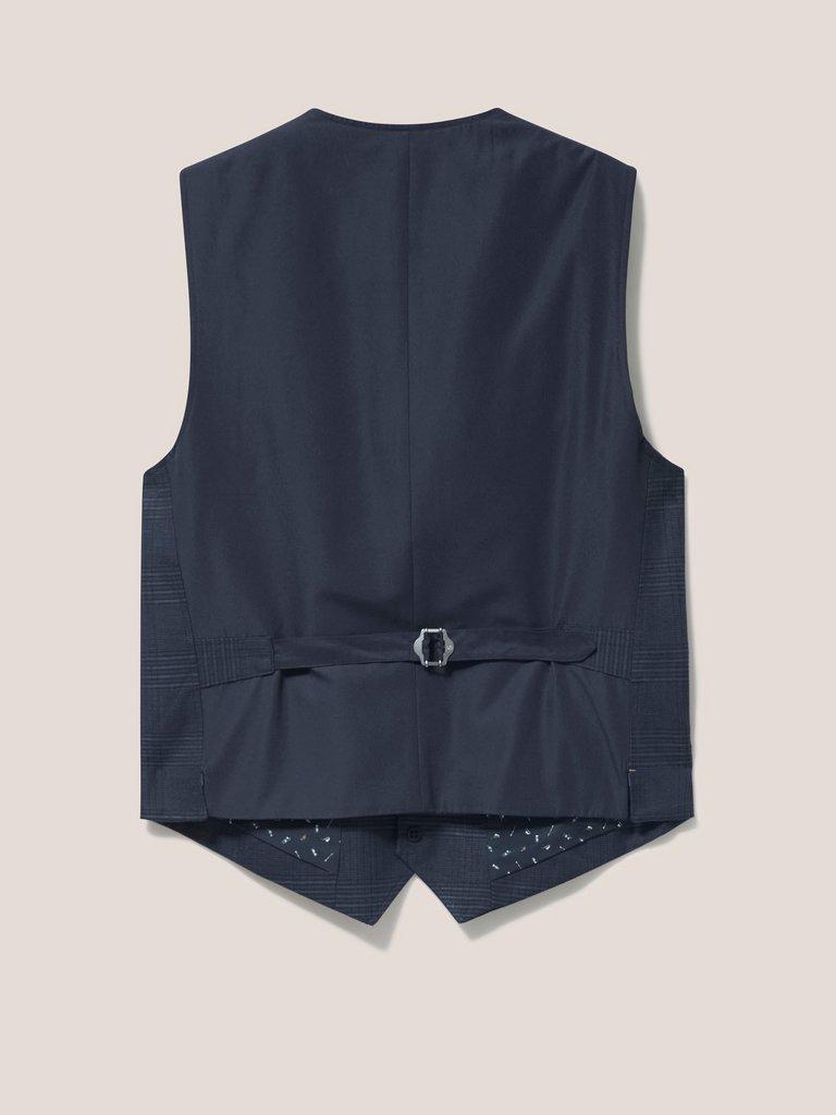 Harrison Check Waistcoat in DEEP BLUE - FLAT BACK