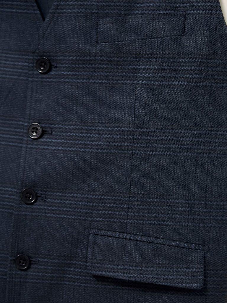 Harrison Check Waistcoat in DEEP BLUE - FLAT DETAIL