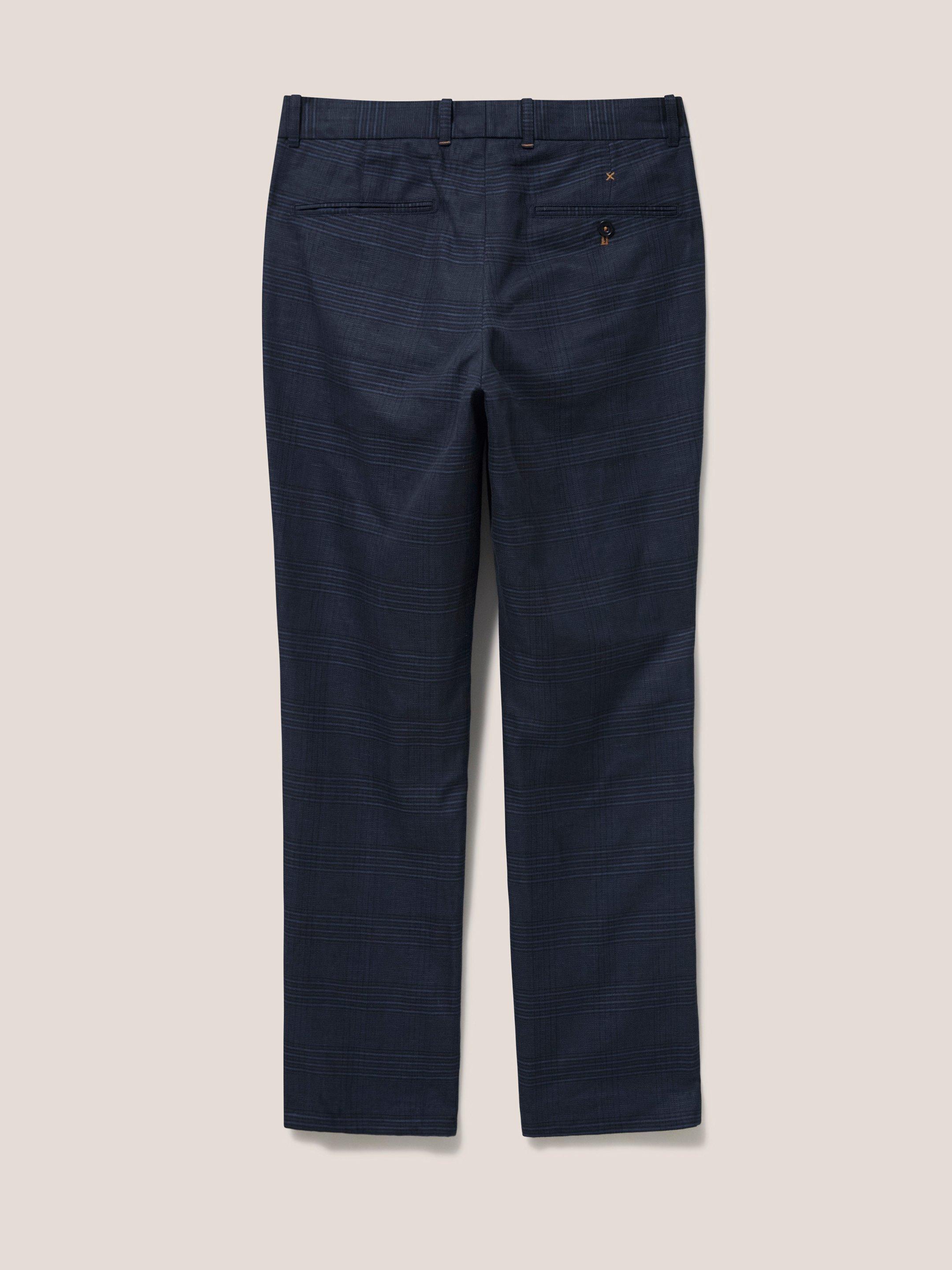 Harrison Check Trouser in DEEP BLUE - FLAT BACK