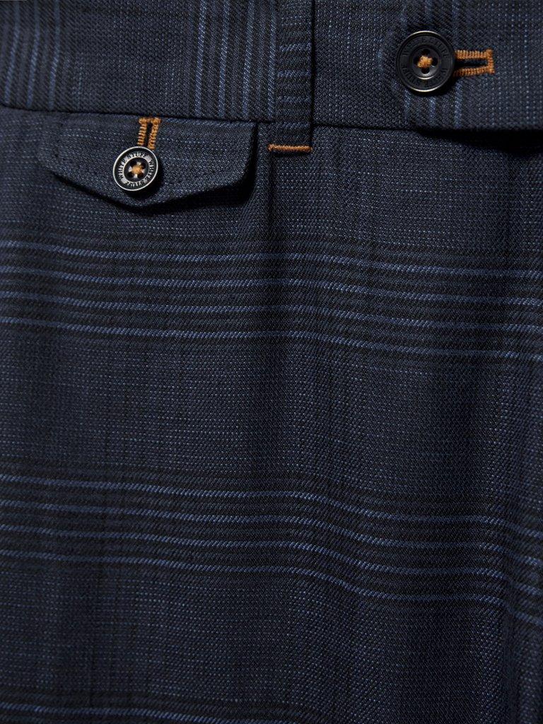 Harrison Check Trouser in DEEP BLUE - FLAT DETAIL