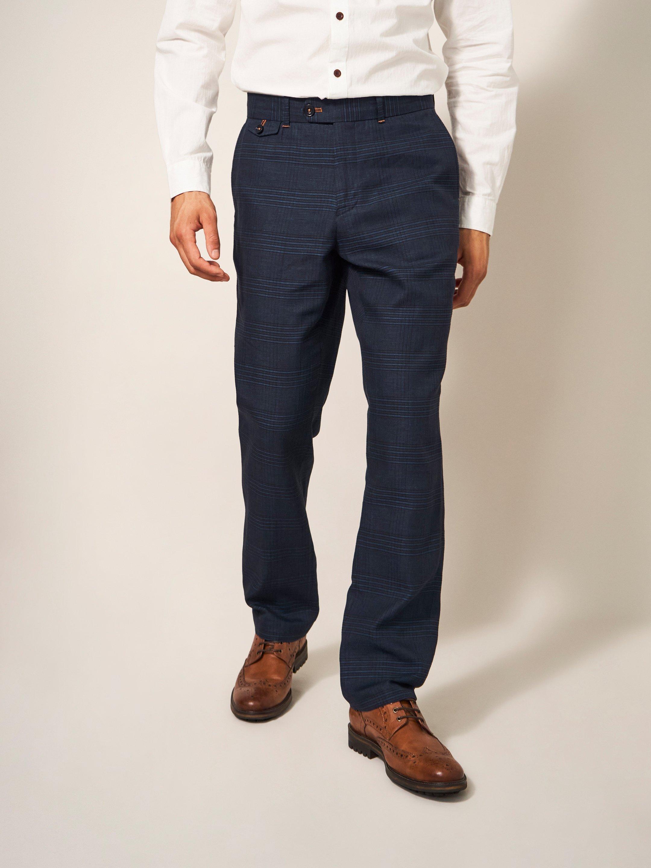 Harrison Check Trouser in DEEP BLUE - LIFESTYLE