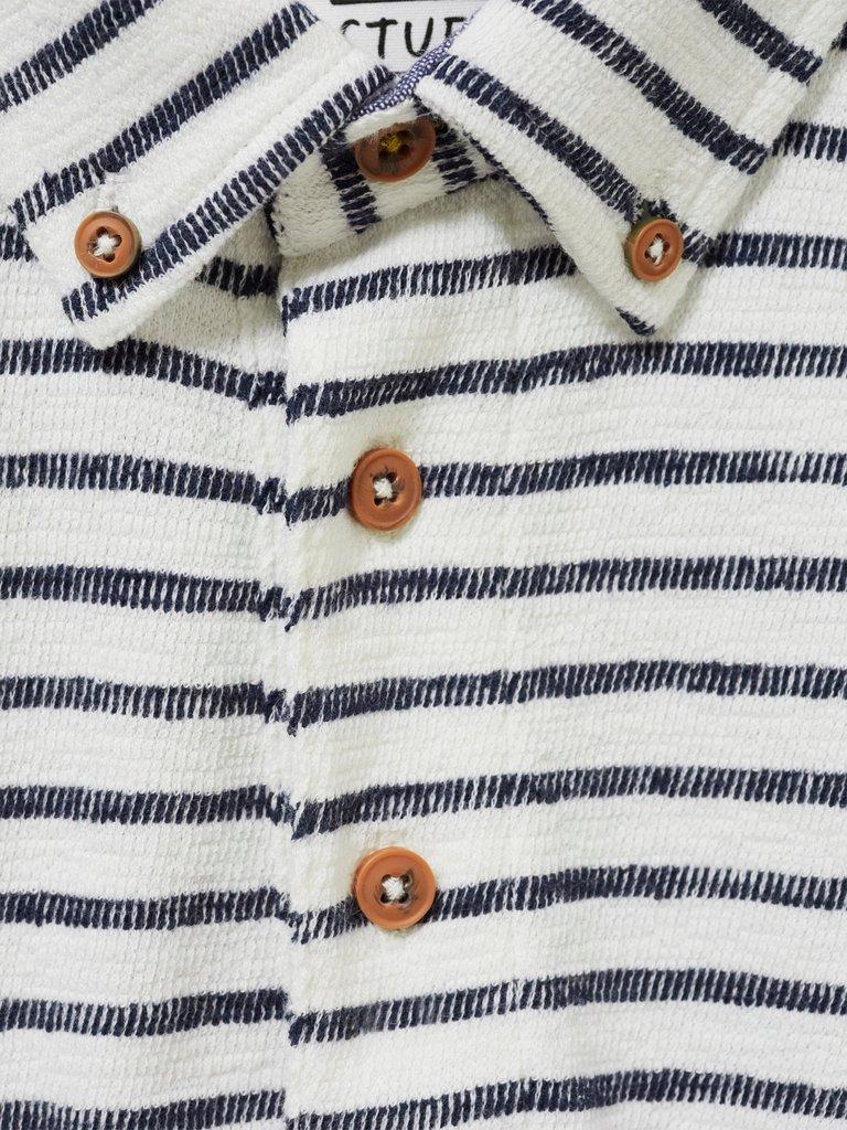 Fine Stripe Cotton Polo Shirt in NATURAL WHITE | White Stuff