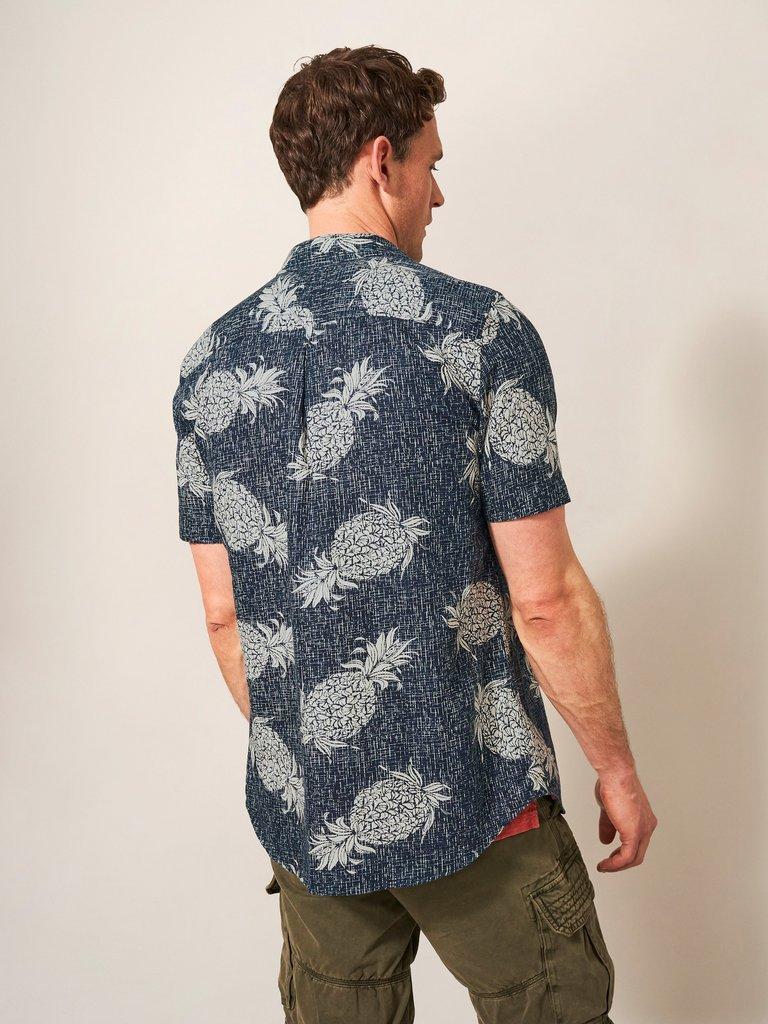 Penare Pineapple PR SS Shirt in DARK NAVY - MODEL BACK