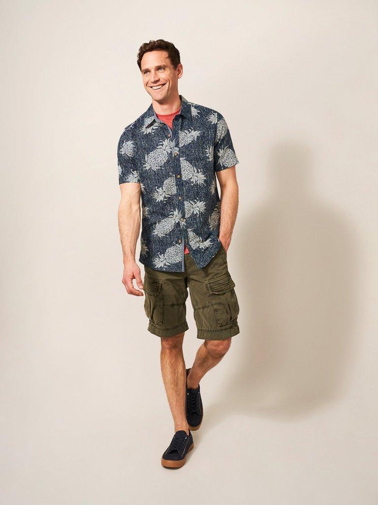 Penare Pineapple PR SS Shirt in DARK NAVY - MODEL FRONT