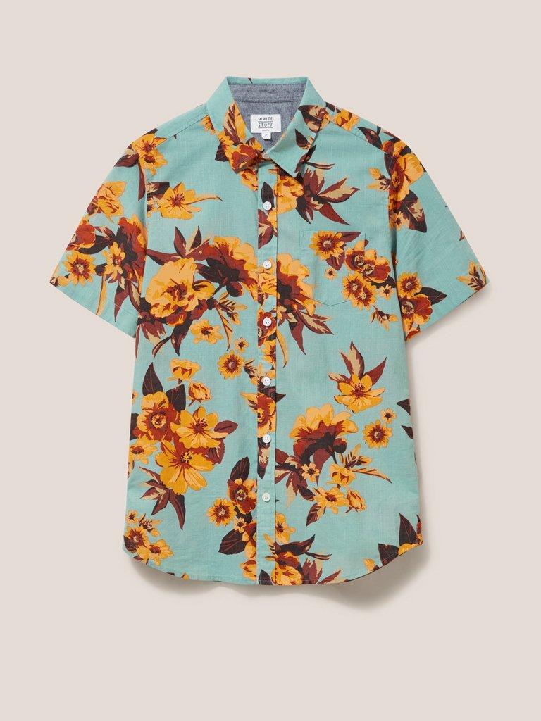 Floral Printed Slim Fit Shirt in MINT GREEN - FLAT FRONT